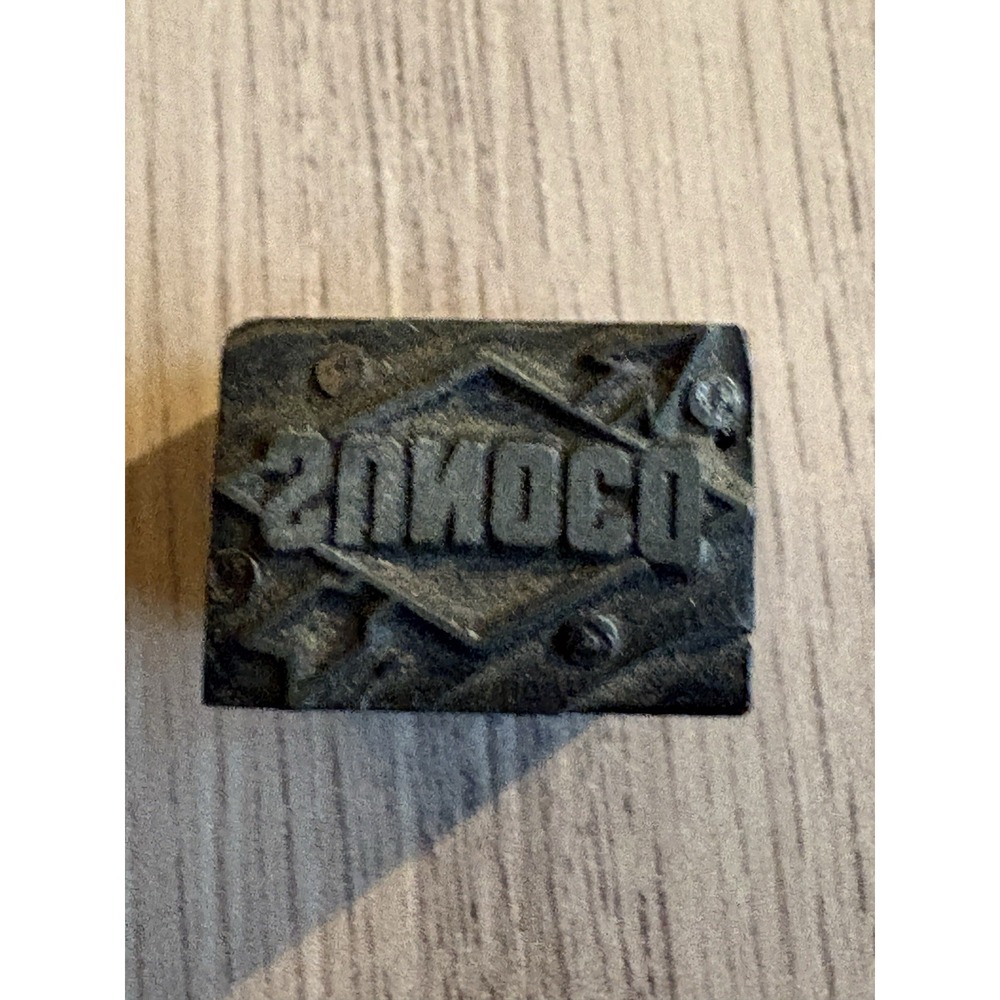 Vintage Letterpress Printing Block Sunoco Advertising Logo